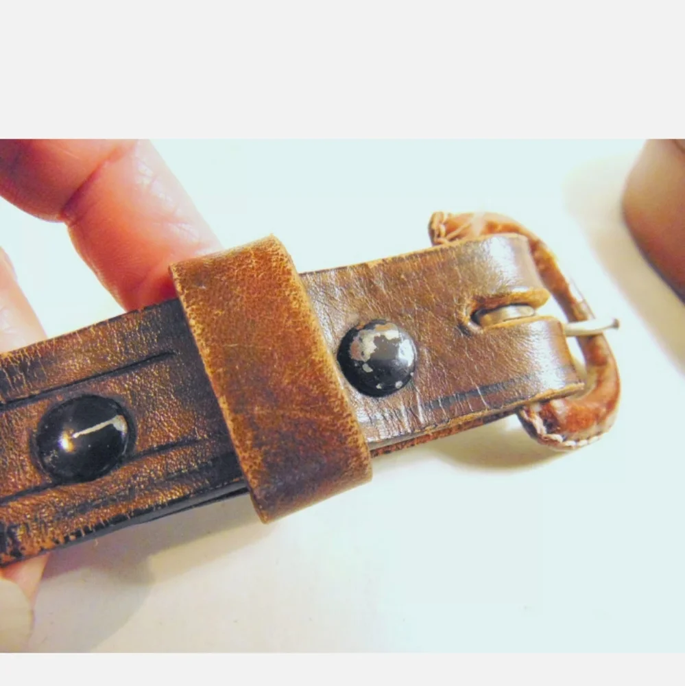 Vintage Tooled Leather Western Belt 36 Brown Mexico Boho Ranch Cowgirl Southwest